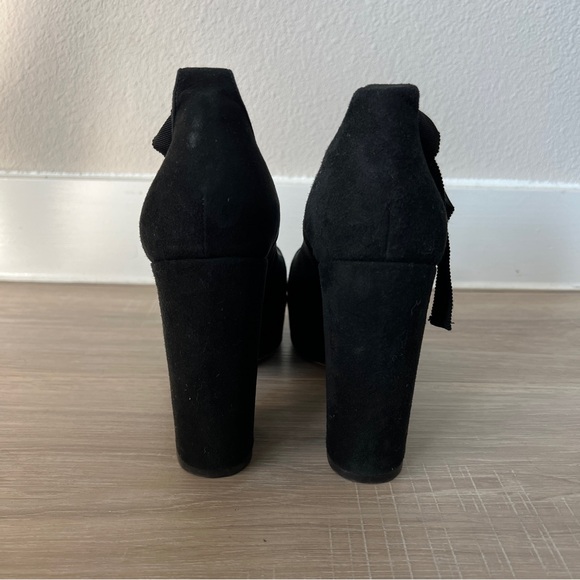 Tabitha Simmons Sky Velvet Ankle Tie Platform Pumps Size 38 - Picture 7 of 13